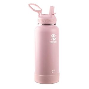 🩷 Takeya Pink Blush Water Bottle 32 oz Double Wall Stainless Steel Insulation
